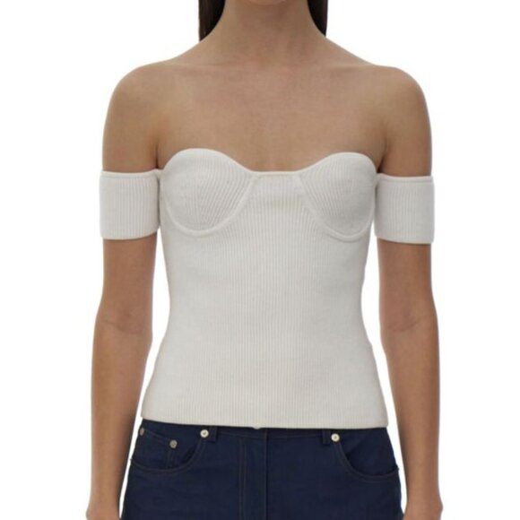 NWT Helmut Lang Contour Off Shoulder Top - White Size Small - Picture 1 of 6